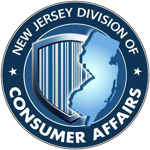 New Jersey Division of Consumer Affairs logo with a shield and the state outline inside a blue circle.